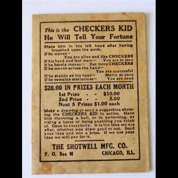 Shotwell's Checkers Kid Magnetic Fortune Teller Cracker Jack Popcorn Prize Toy - Picture 7 of 9